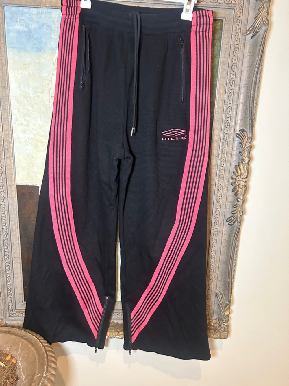 Black Sweatpants with Pink Side Panels